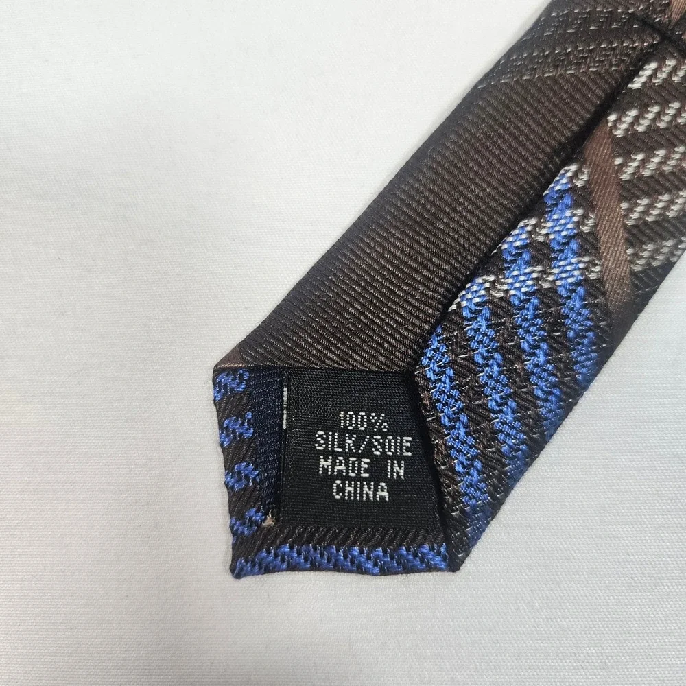Michael Kors Men Plaid Silk Tie‎ Brown Blue Tan Formal Business Accessory
